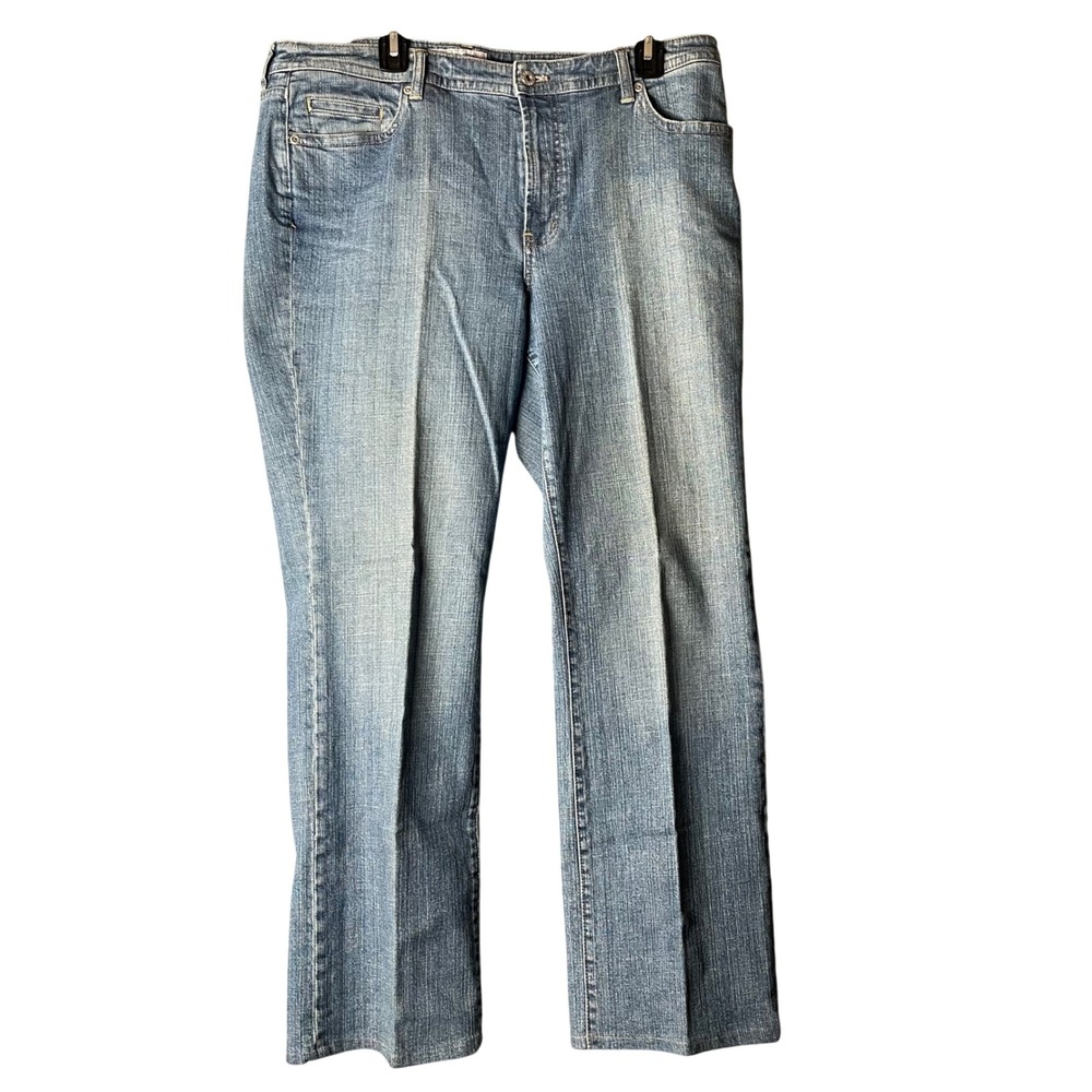 Chicos Platinum Womens Blue Straight Leg Denim Jeans Size‎ 3 Regular Stretch